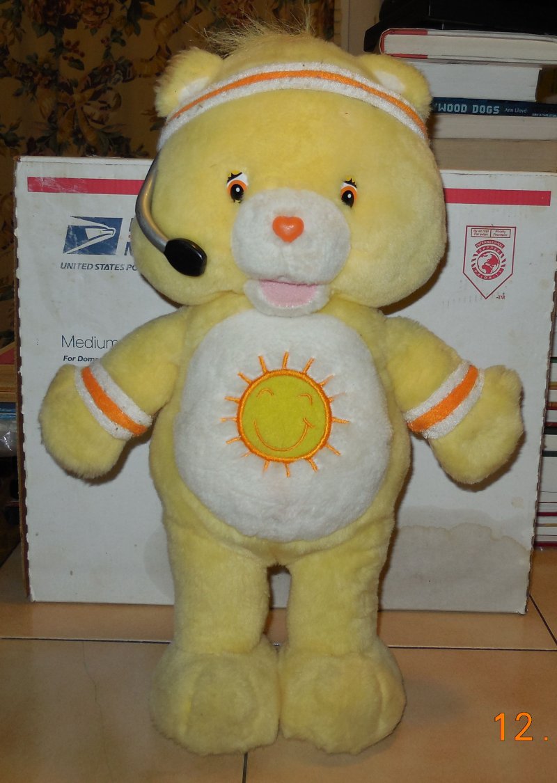 Image 0 of 2004 Care Bears Fit & Fun Exercise Funsine Bear Electronic Talking Plush WORKS!