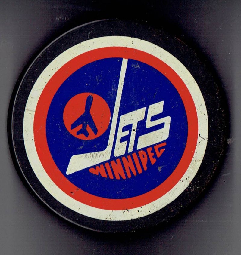 Image 0 of Vintage NHL Winnipeg Jets Large Logo souvenir Hockey PUCK