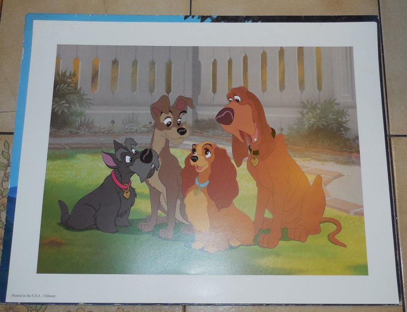 Image 3 of Disney Lady and The Tramp Set of 4 Lithographs 11 x 14 Complete in Folder