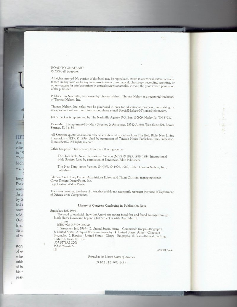 Image 3 of The Road to Unafraid by Captain Jeff Struecker Armys Ranger Signed Autographed