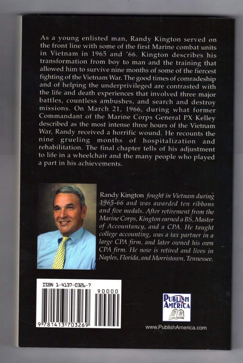 Image 2 of How the Vietnam War Affected One Marine by Randy Kington 2003 Paperback Signed