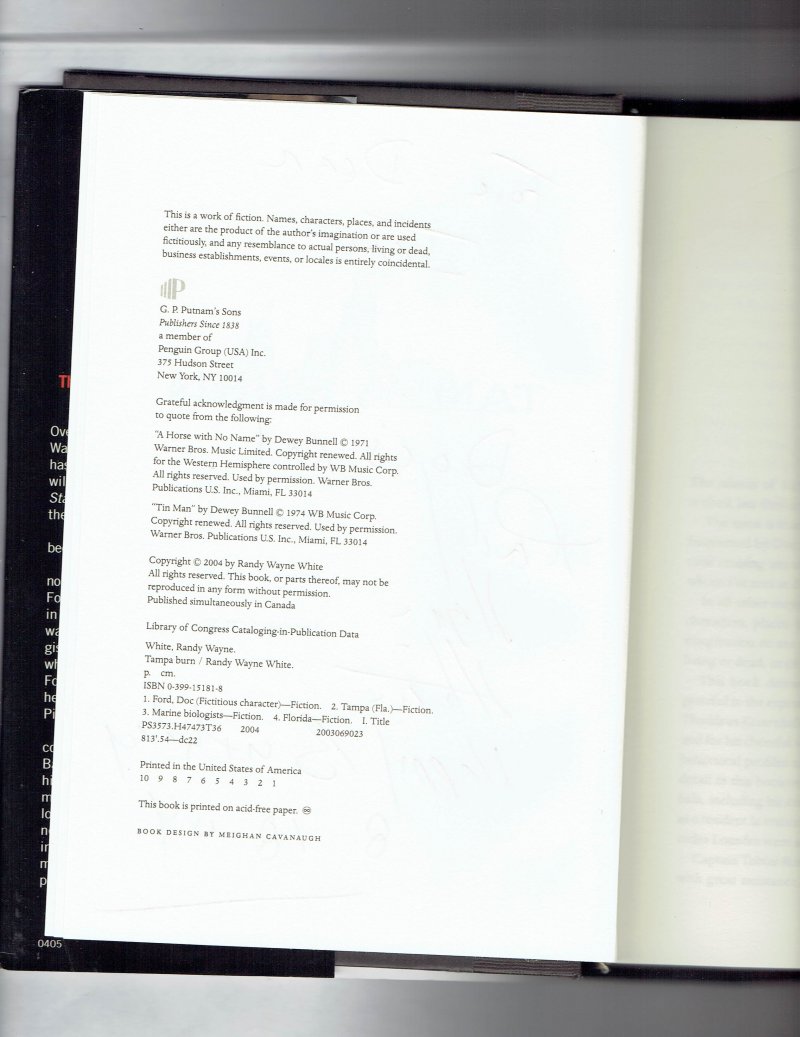 Image 1 of Doc Ford Tampa Burn by Randy White (2004, Hardcover) Signed Inscribed 1st Ed