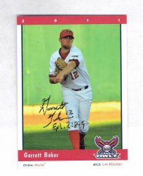 2011 Orem Owlz Team Set Garrett Baker Signed Autogrpahed Card