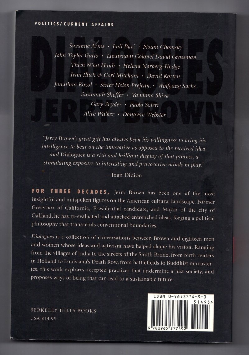 Image 2 of Dialogues by Jerry Brown (1999, Large Paperback) Signed Autographed