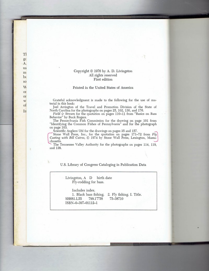 Image 2 of Fly-Rodding for Bass by A. D. Livingston (1976, Hardcover) Signed Book Rare HTF