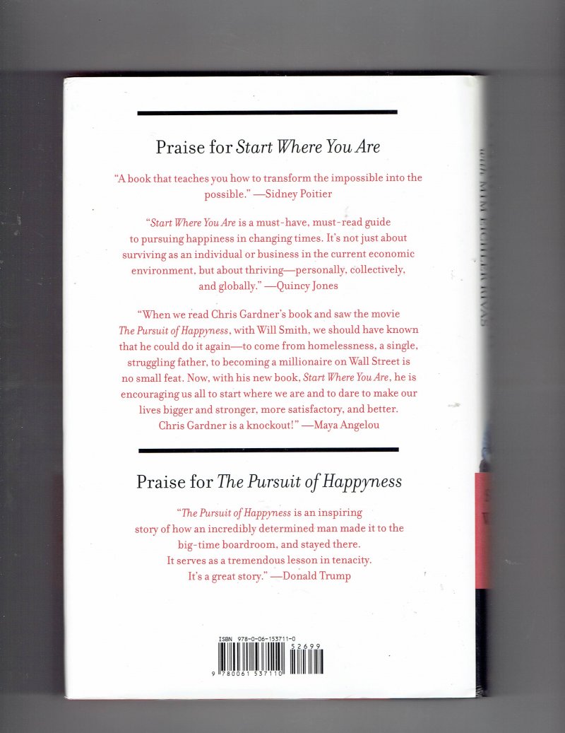 Image 2 of Start Where You Are by Chris Gardner (2009, Hardcover) Signed Book Rare HTF