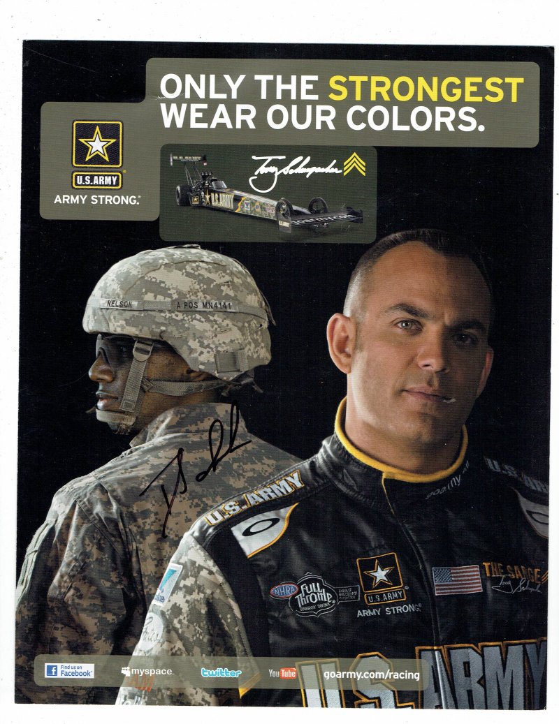 Tony Schumacher Signed Autographed Racing Photo Promotional Advertising Card #3