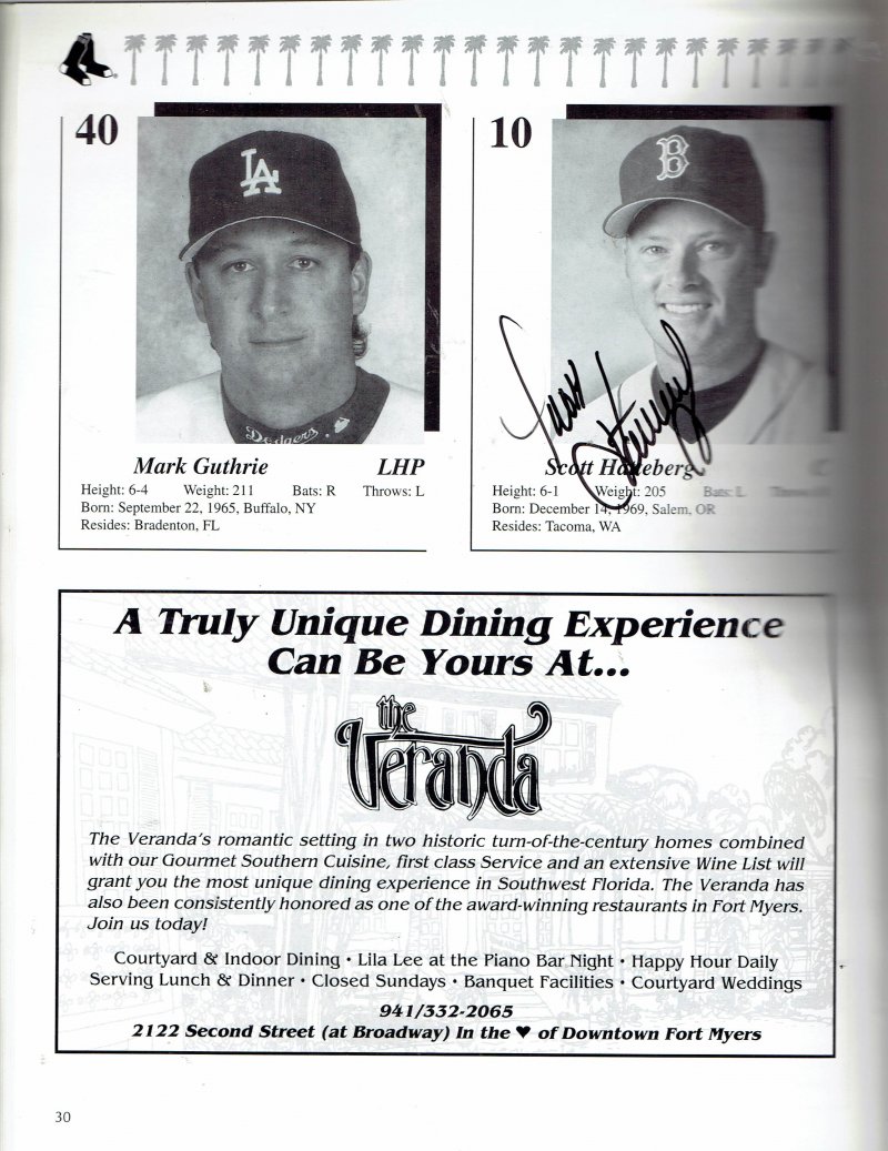 Image 1 of 1999 Red Sox Spring Training Magazine Program signed Nomar Merloni hatteberg