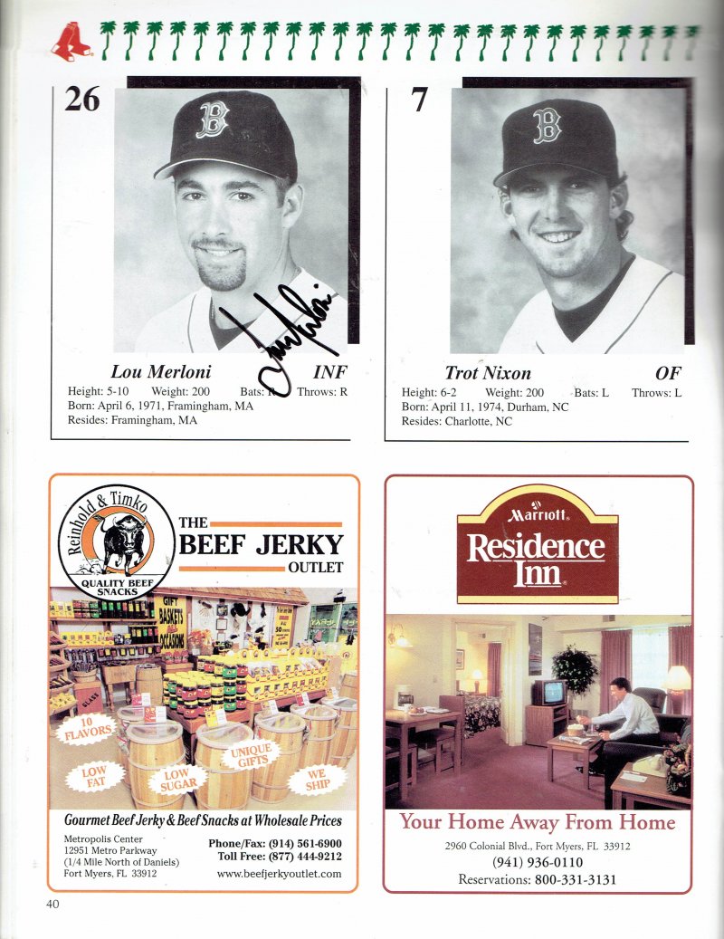 Image 2 of 1999 Red Sox Spring Training Magazine Program signed Nomar Merloni hatteberg