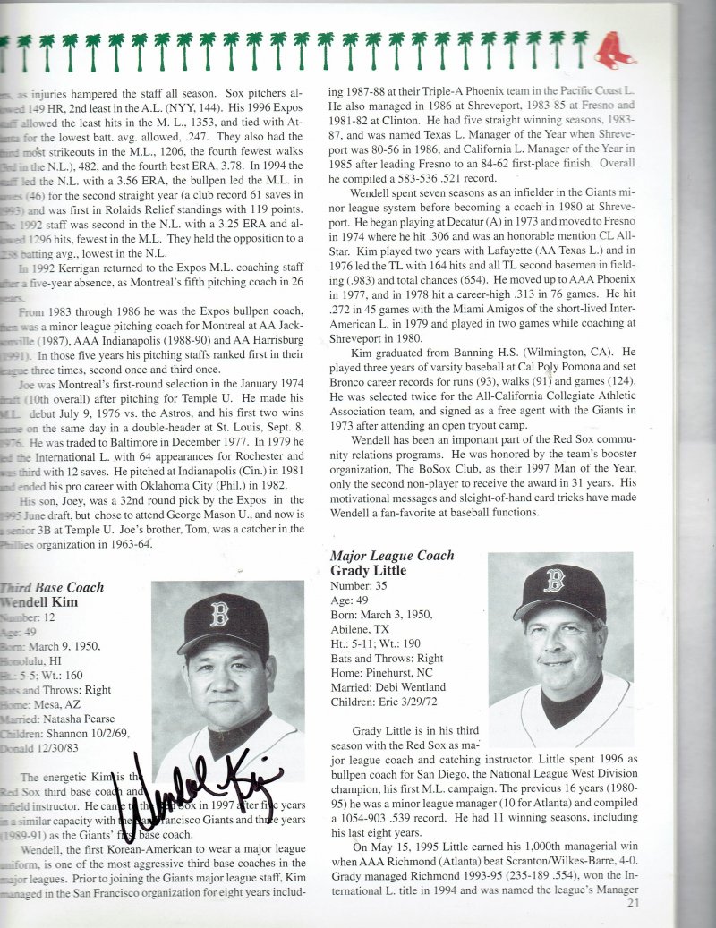 Image 5 of 1999 Red Sox Spring Training Magazine Program signed Nomar Merloni hatteberg