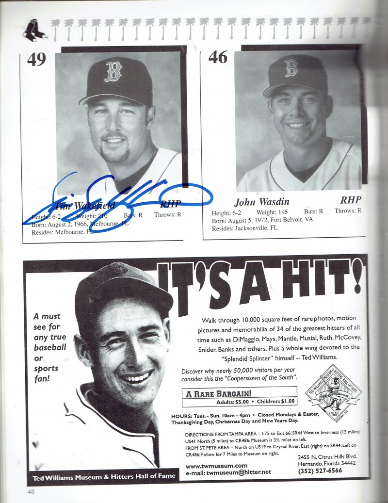 Image 0 of 1999 Red Sox Spring Training Magazine Program signed Wakefield Saberhagen Corsi