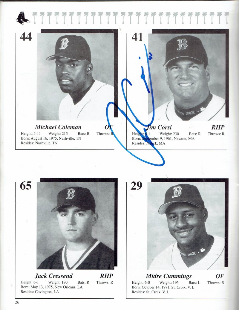 Image 2 of 1999 Red Sox Spring Training Magazine Program signed Wakefield Saberhagen Corsi