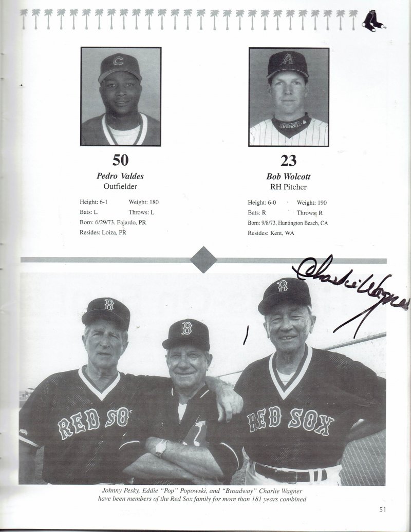Image 3 of 1999 Red Sox Spring Training Magazine Program signed Wakefield Saberhagen Corsi