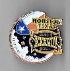 2004 Super bowl XXXVIII 38 Houston 1 pin Patriots Ravens