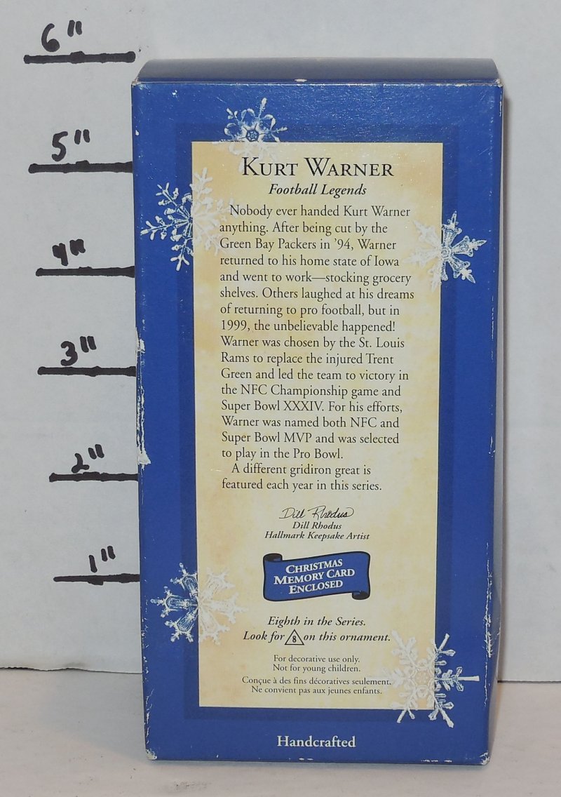Image 2 of 2002 Hallmark Keepsake Ornament Kurt Warner Football Legends Ornament