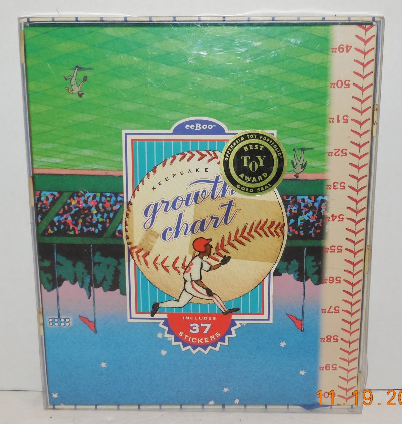 Image 0 of eeBoo Keepsake hanging baseball growth chart new in box 37 Stickers