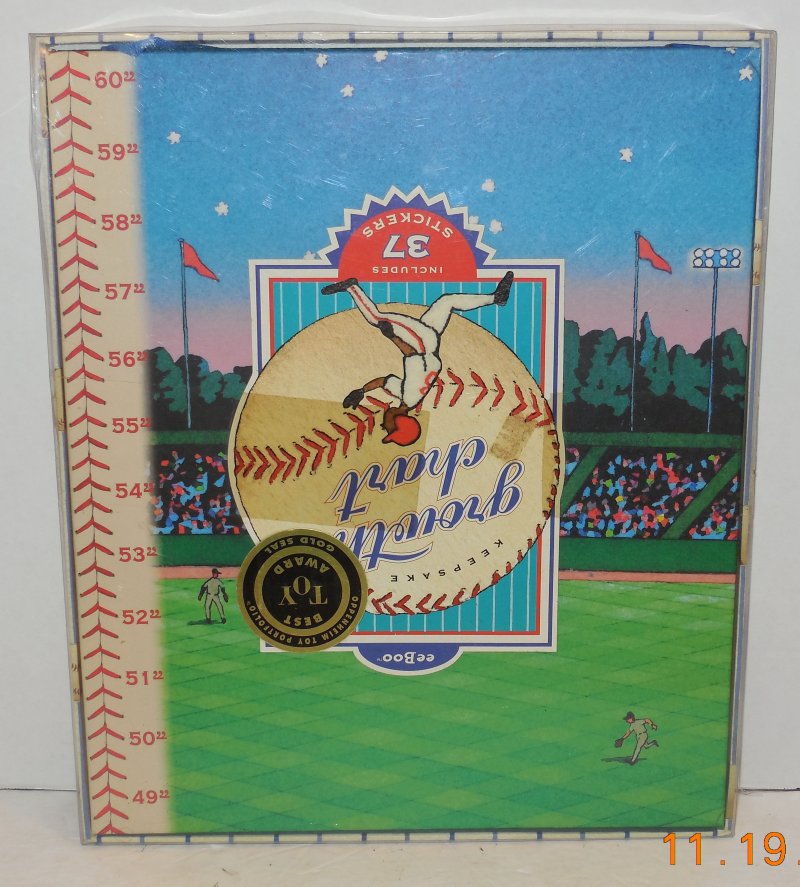Image 1 of eeBoo Keepsake hanging baseball growth chart new in box 37 Stickers