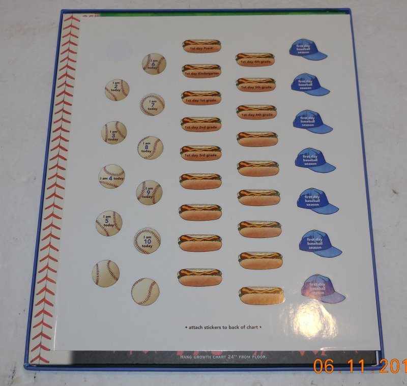 Image 2 of eeBoo Keepsake hanging baseball growth chart new in box Missing one sticker