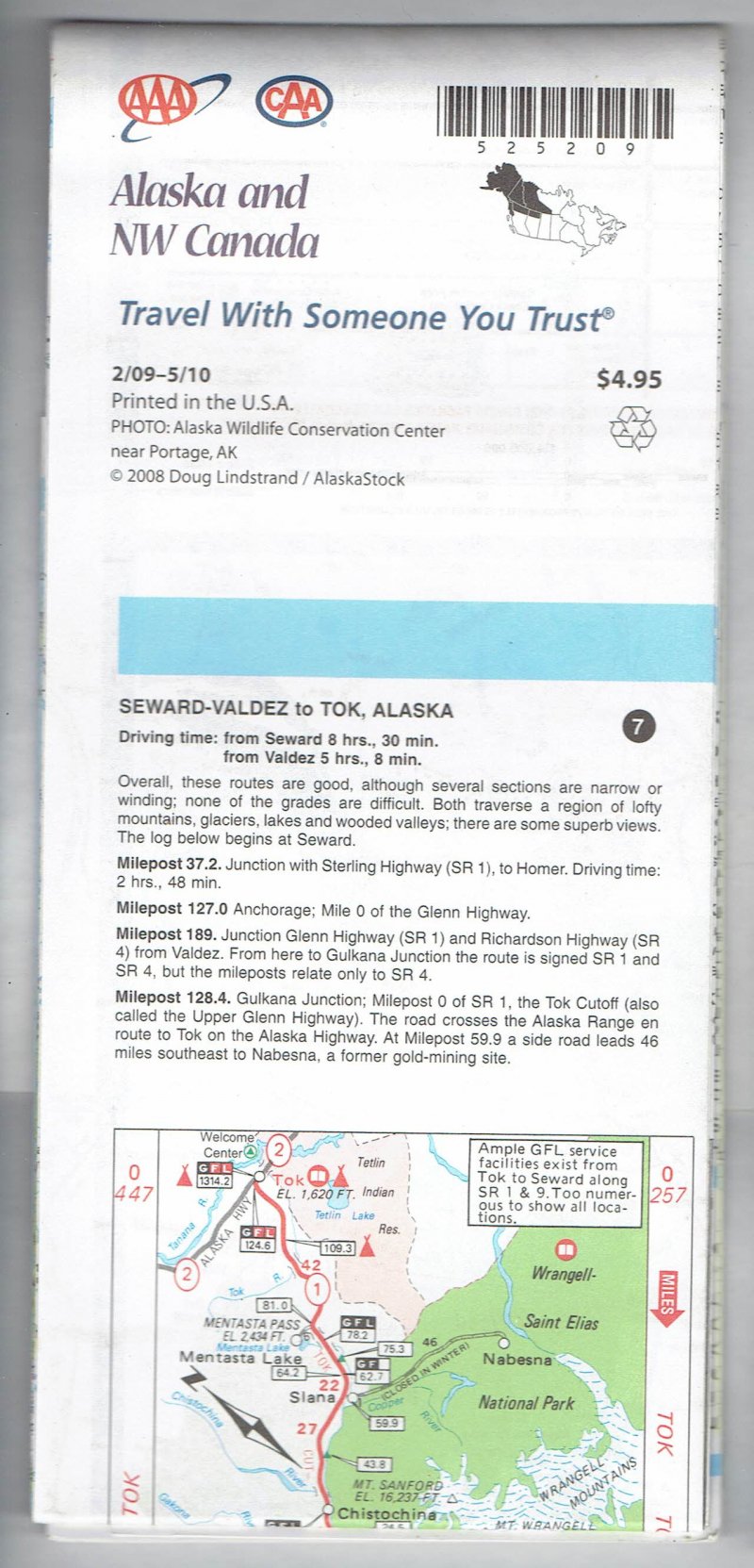 Image 1 of 2009 AAA CAA Map Alaska & NW Canada State & Provincial Series