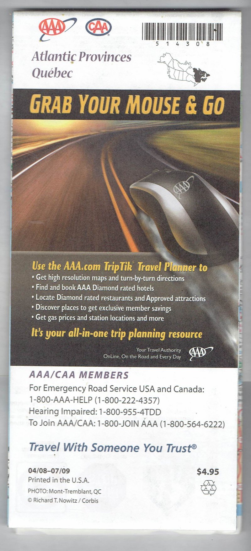 Image 1 of 2009 AAA CAA Map Atlantic Provines Quebec State & Provincial Series