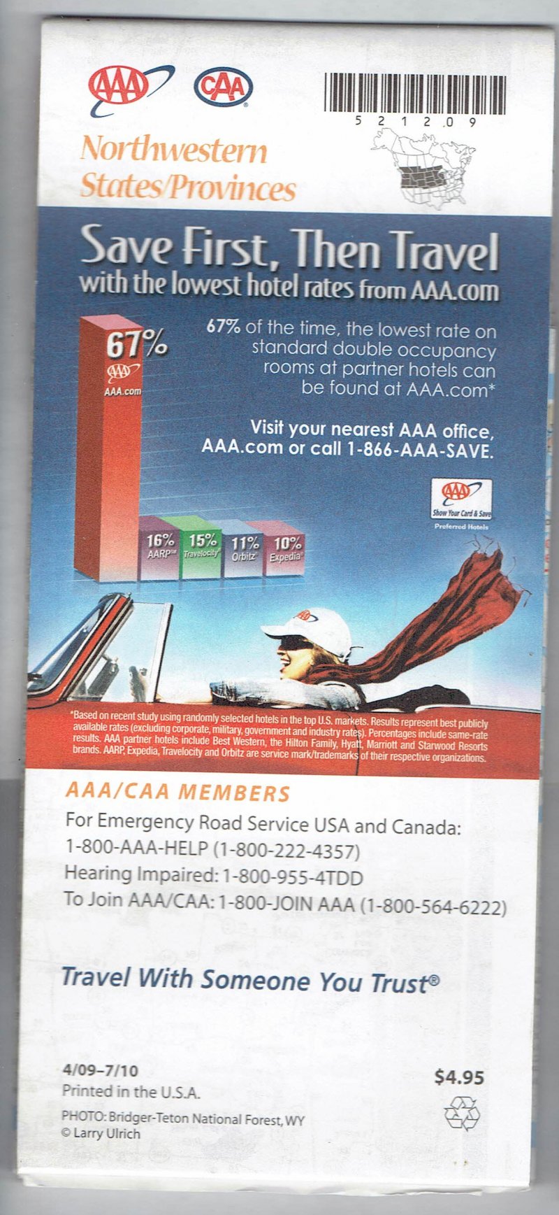 Image 1 of 2009 AAA CAA Map Northwestern States Provinces North America Regional Series