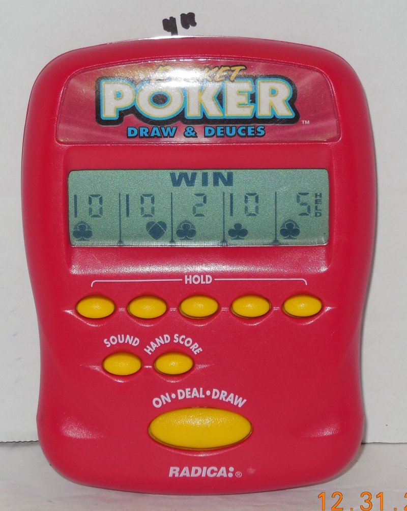 Image 0 of Vintage 1997 Radica Pocket Poker Draw & Deuces  Electronic Handheld Travel Game