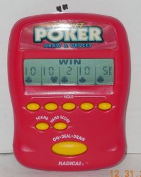 Vintage 1997 Radica Pocket Poker Draw & Deuces  Electronic Handheld Travel Game
