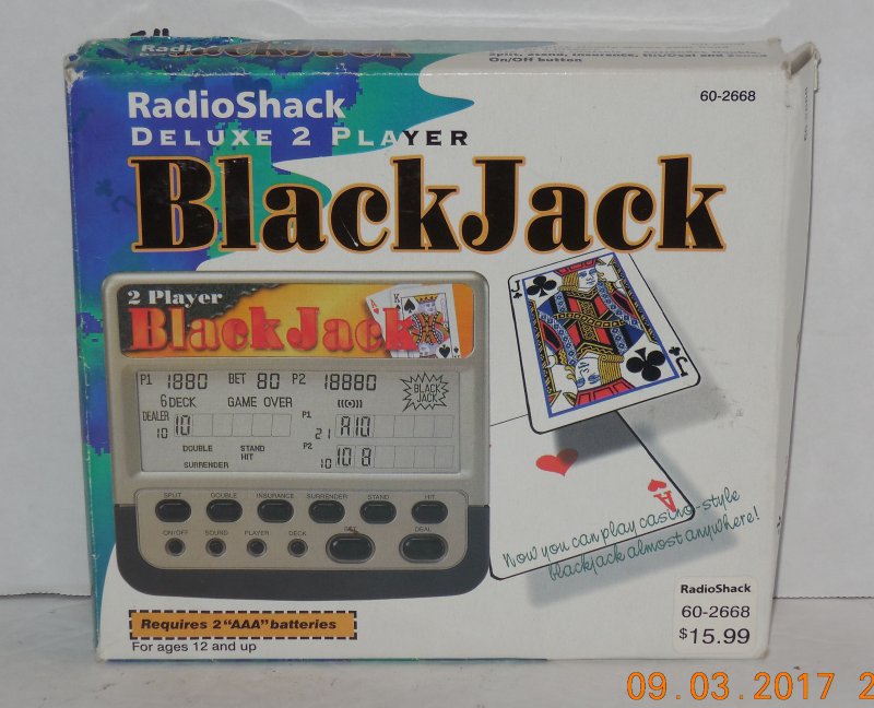 Image 0 of Vintage Radio Shack Deluxe 2 Player Blackjack Electronic Handheld Travel Game