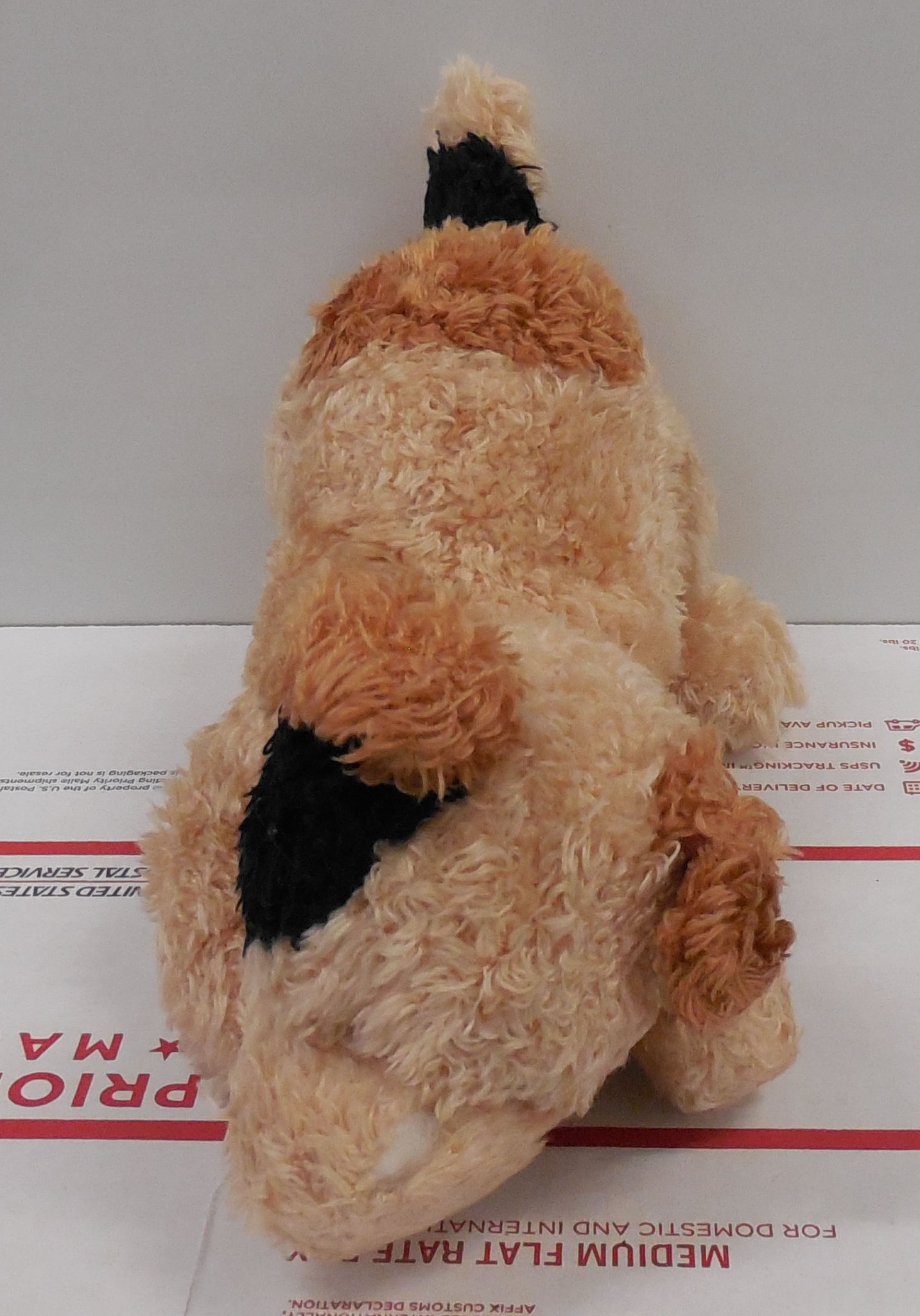 Front profile view of the floppy Gund Ketch stuffed animal dog showing the dark brown ears and soft multi-tone plush body layout.