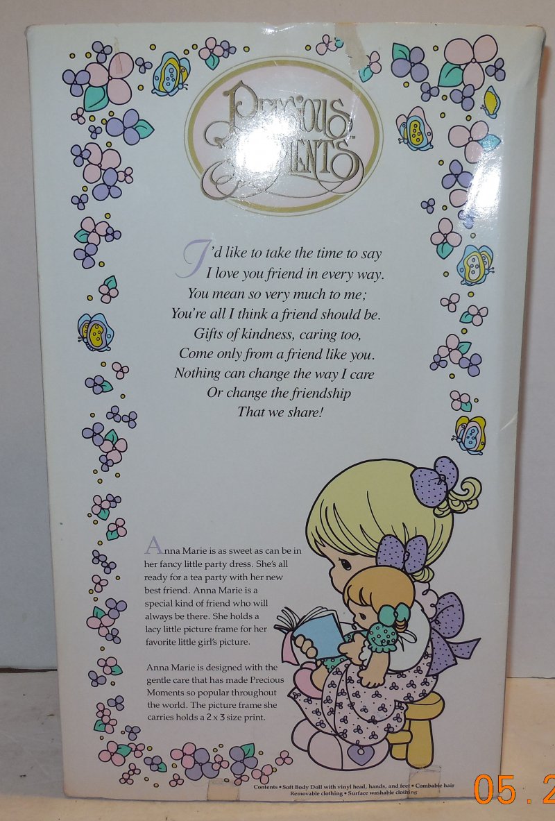 Image 2 of 1992 PRECIOUS MOMENTS BABY DOLL PRETTY AS A PICTURE Anna Marie 14