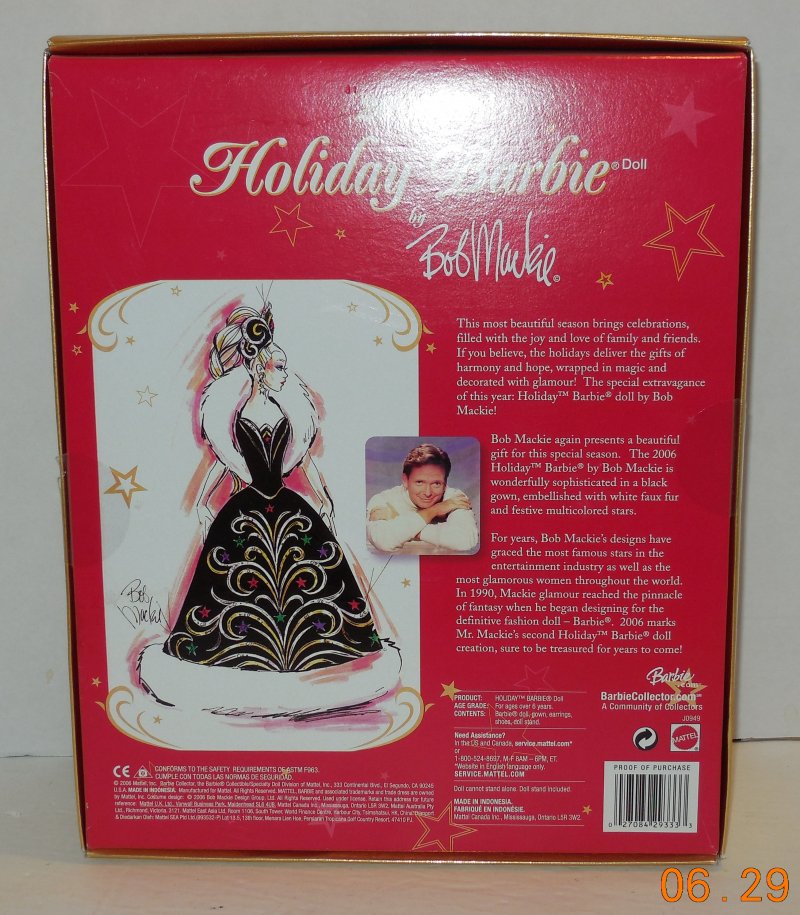 Image 2 of 2006 Holiday Barbie Bob Mackie Doll RARE HTF Mattel