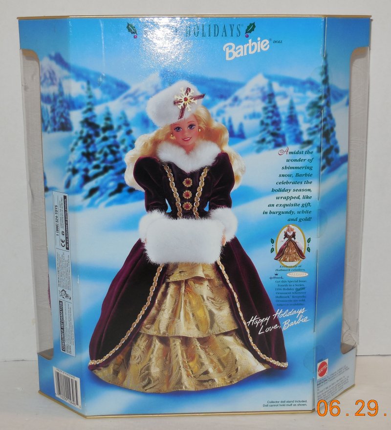 Image 2 of 1996 Happy Holidays Barbie Doll Collectors Edition RARE HTF Mattel