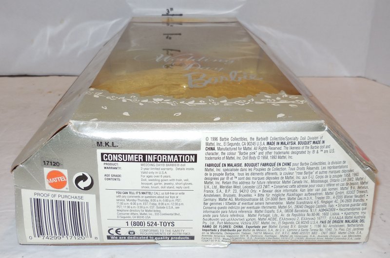 Image 4 of 1996 Barbie Wedding Day Doll Collectors Edition RARE HTF Mattel