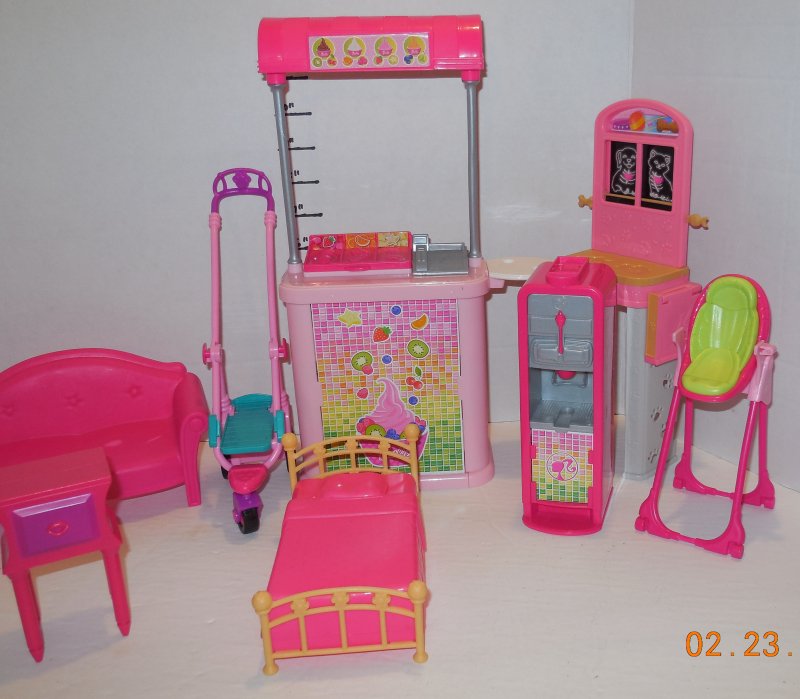 Image 2 of Huge Mattel Barbie Lot of 8 Doll House Accessories Beds Chairs and More