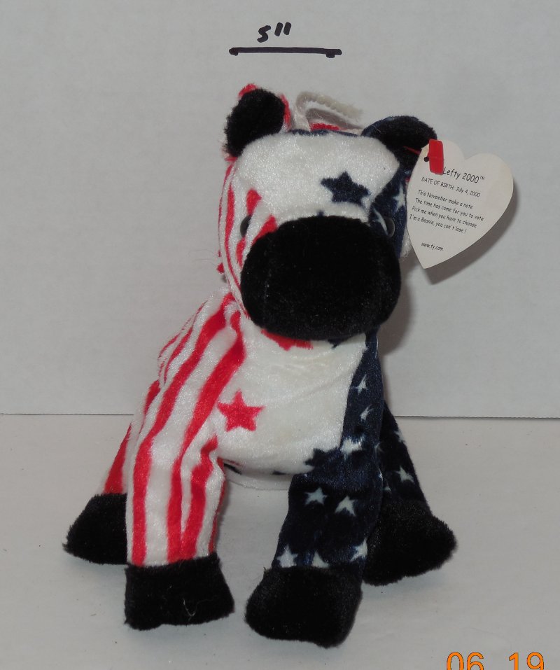 Image 1 of Ty Lefty The Donkey 2000 Election Beanie Baby plush toy