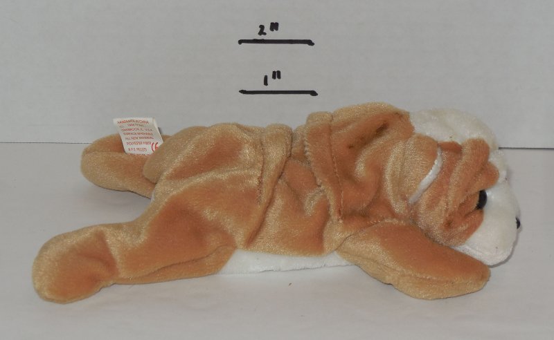 Image 3 of TY Wrinkles Beanie Baby The Bull Dog plush toy