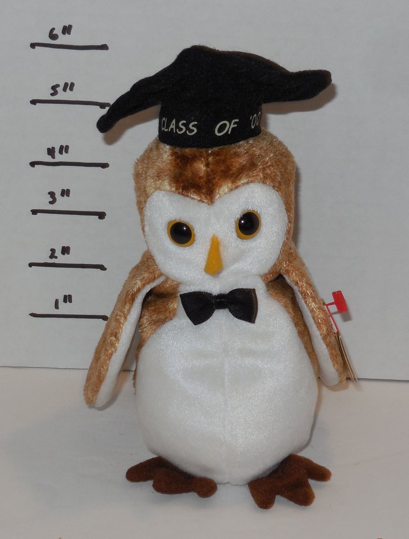 Image 0 of TY WISEST The Owl Beanie Baby 2000 plush toy