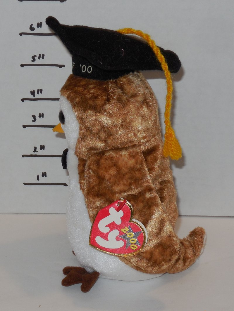 Image 1 of TY WISEST The Owl Beanie Baby 2000 plush toy