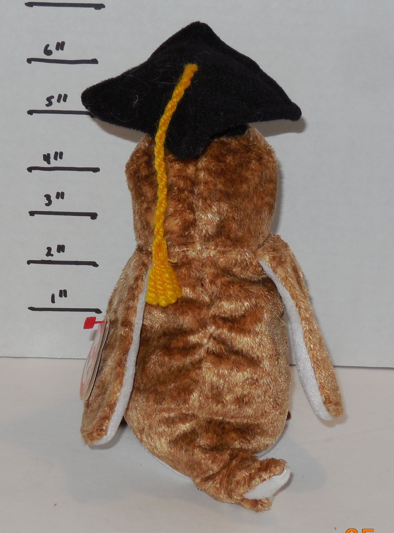 Image 2 of TY WISEST The Owl Beanie Baby 2000 plush toy