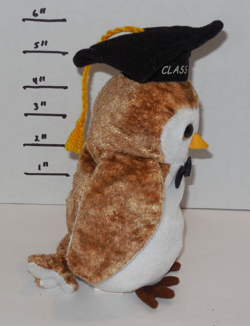 Image 3 of TY WISEST The Owl Beanie Baby 2000 plush toy