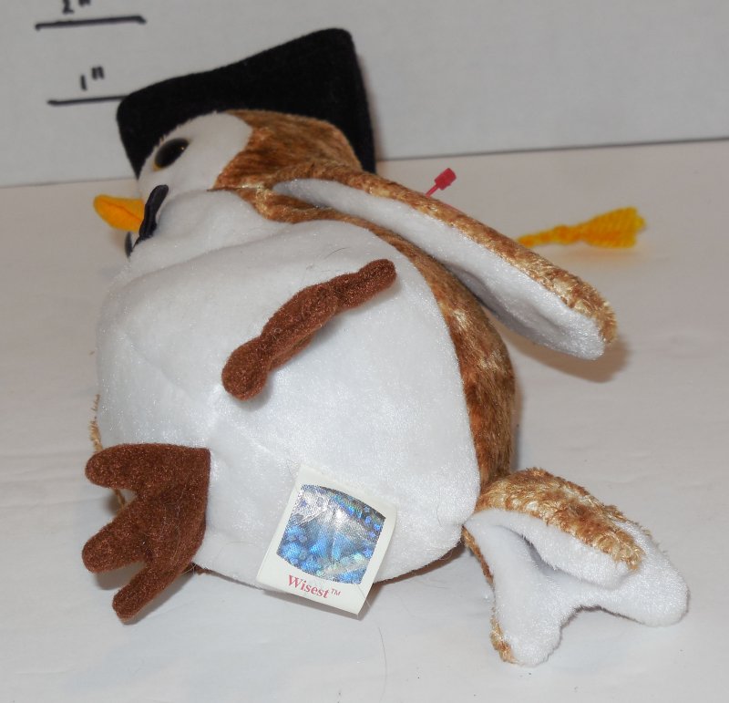 Image 4 of TY WISEST The Owl Beanie Baby 2000 plush toy