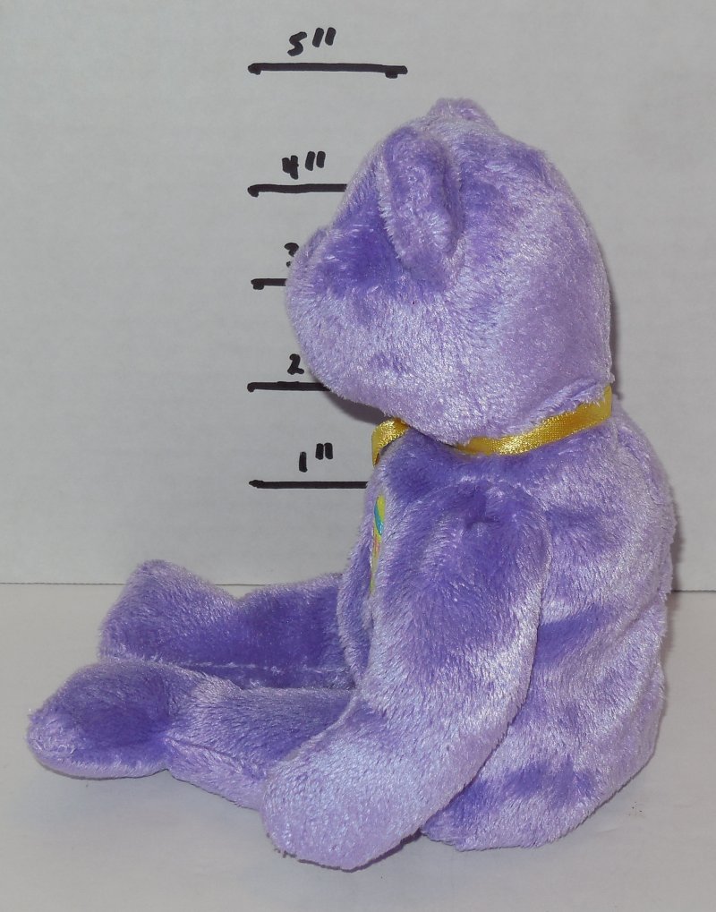 Image 1 of TY EGGS 3 III Bear Beanie Baby plush toy Easter Purple