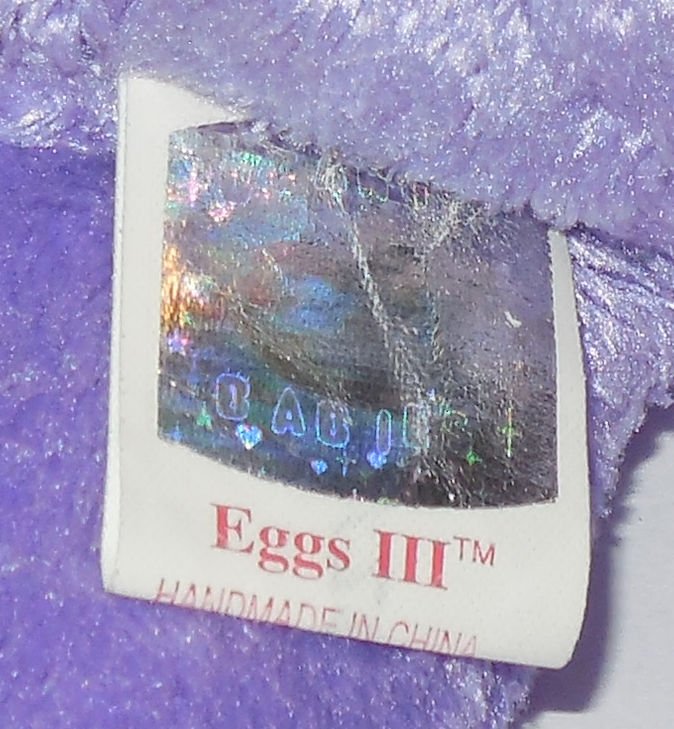 Image 4 of TY EGGS 3 III Bear Beanie Baby plush toy Easter Purple