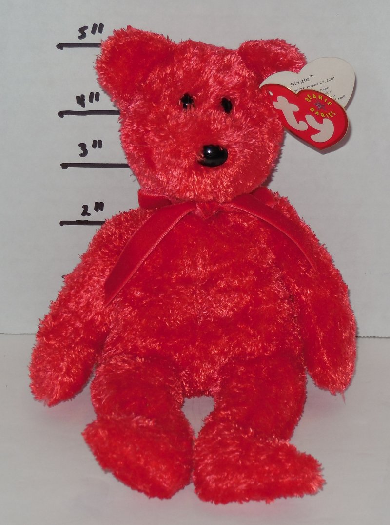Image 0 of TY SIZZLE Bear Beanie Baby plush toy Red