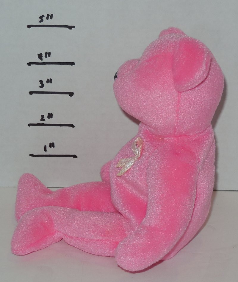 Image 1 of TY AWARE Bear Beanie Baby plush toy Pink Breast Cancer Awareness