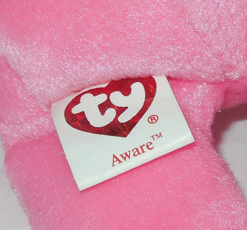 Image 4 of TY AWARE Bear Beanie Baby plush toy Pink Breast Cancer Awareness