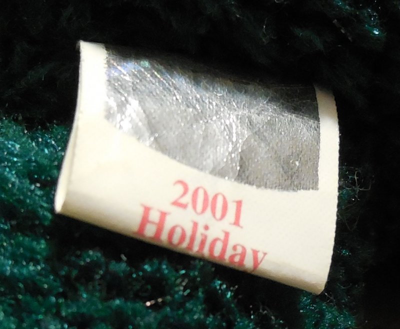 Image 2 of TY 2001 Holiday Teddy Bear Beanie Baby plush toy