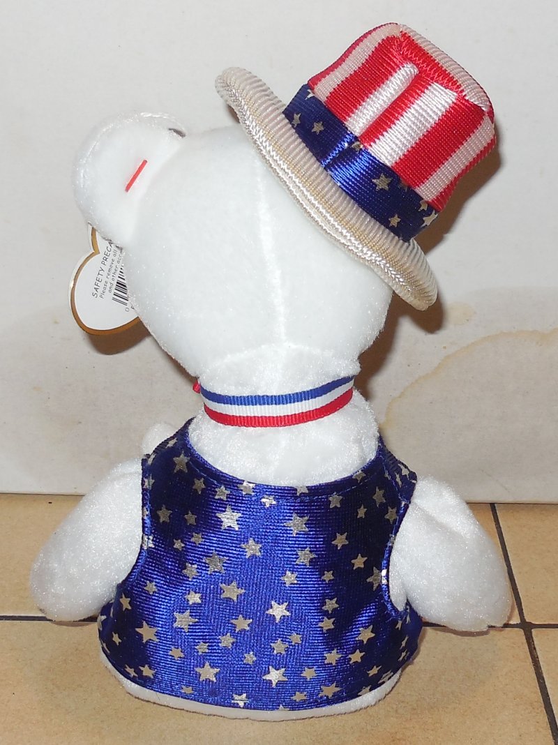 Image 1 of 2003 Ty Sam Patriotic Beanie Bear 6