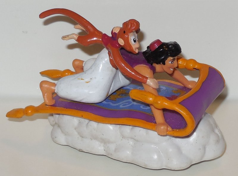 Image 1 of Disney Aladdin And Abu PVC Figure On Carpet and Cloud By Applause VHTF