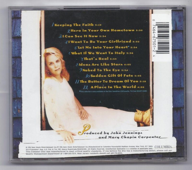 Image 1 of Mary Chapin Carpenter A Place In the world Music CD